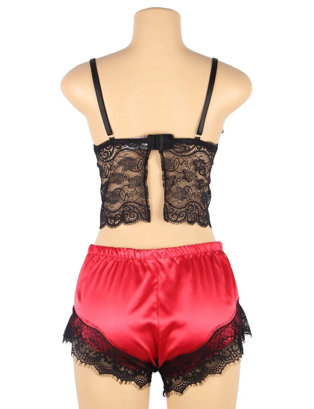 Lace Silk Camisole Home Casual Red Pajamas Set
