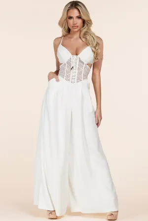 LACE UP WHITE JUMPSUIT