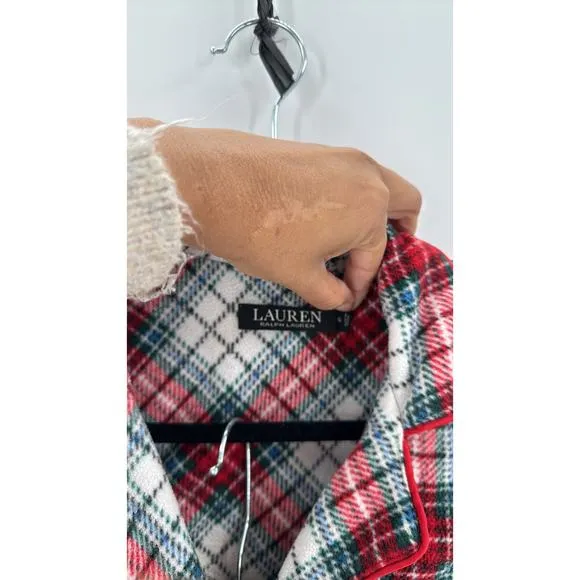 Lauren Ralph Lauren 2-Pc. Fleece Pajamas Set, Plaid, Size S holiday classic