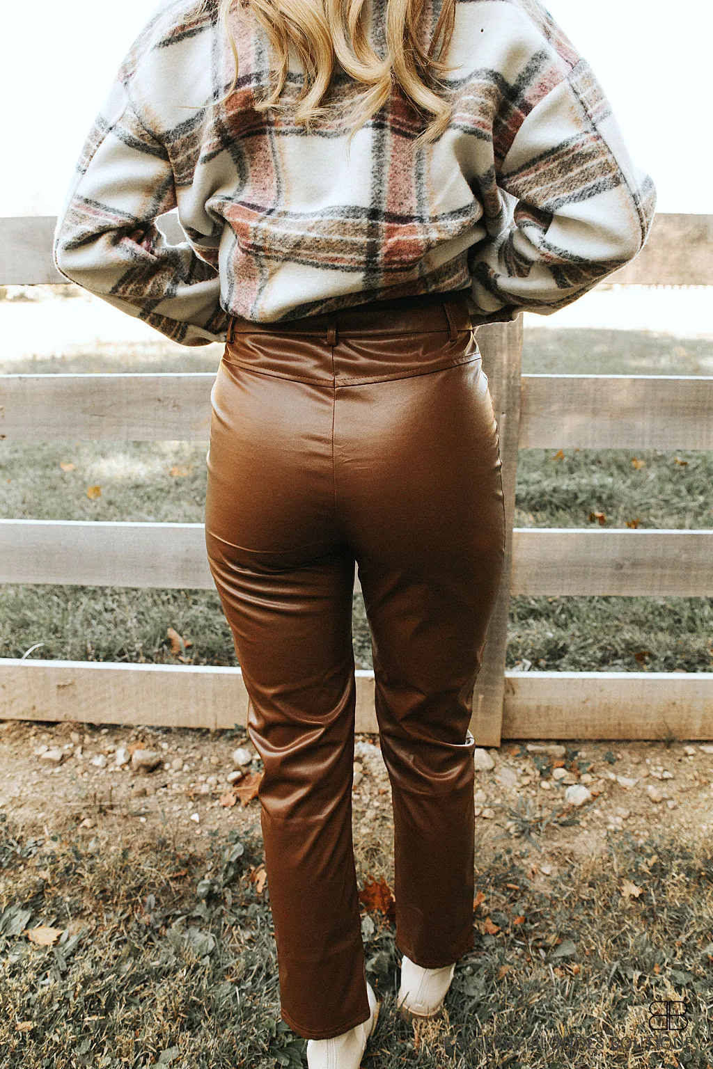 Leatherette Pants-Brown