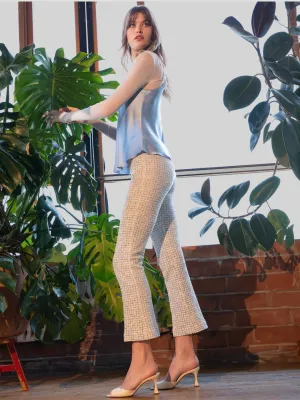 Leo Crop Flare Pant in Blue and White Boucle