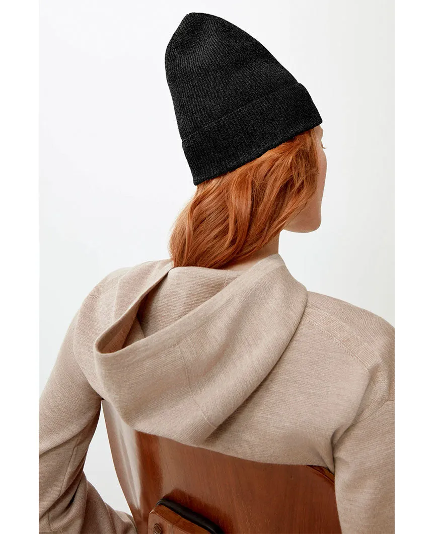 Lightweight Beanie Cashmere Heather Black Womens