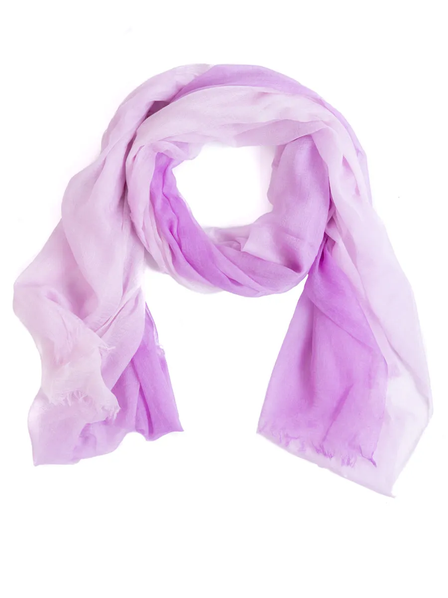 Lilac Watercolour 100% Fine Cashmere Scarf