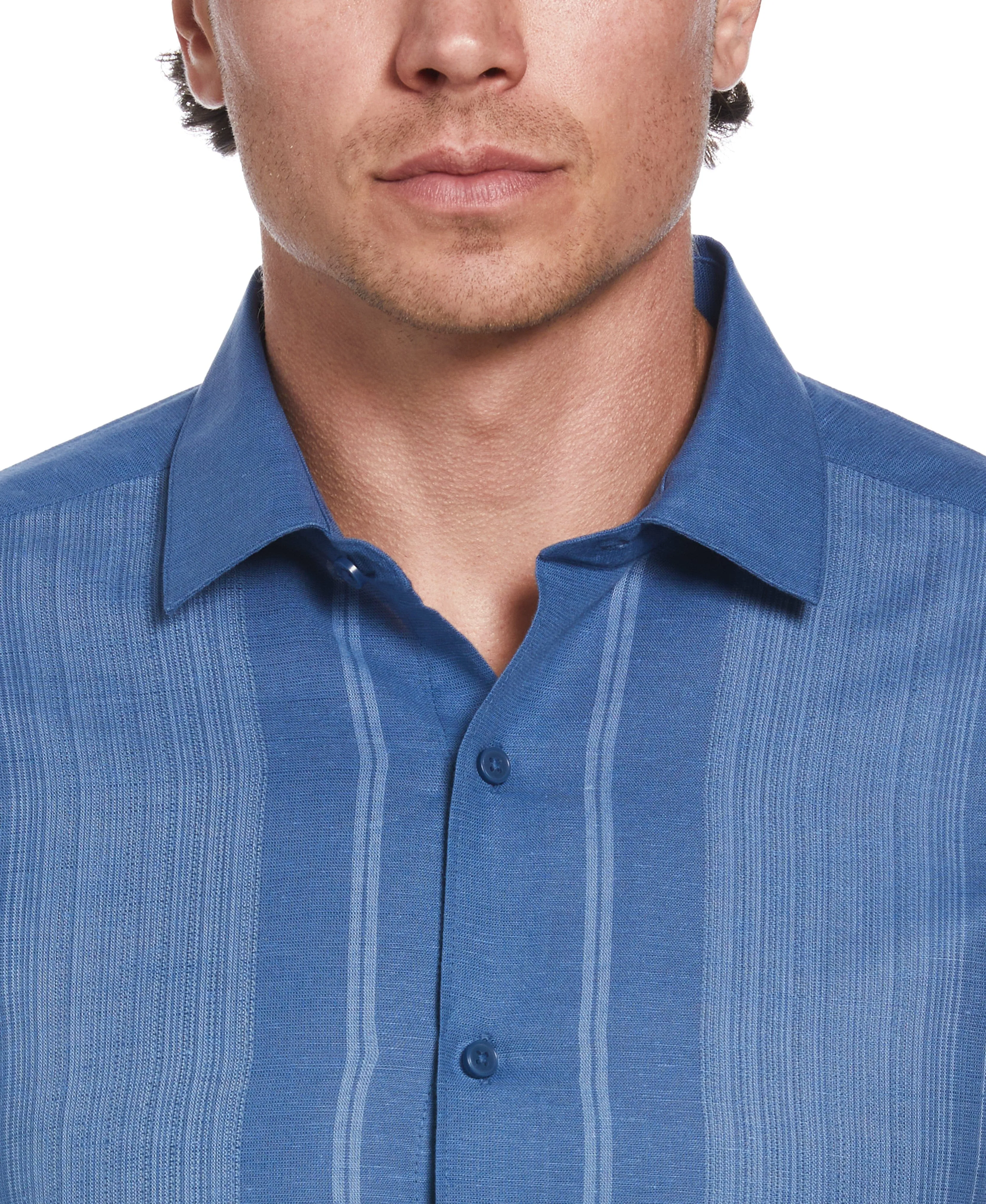 Linen Blend Gradient Panel Shirt