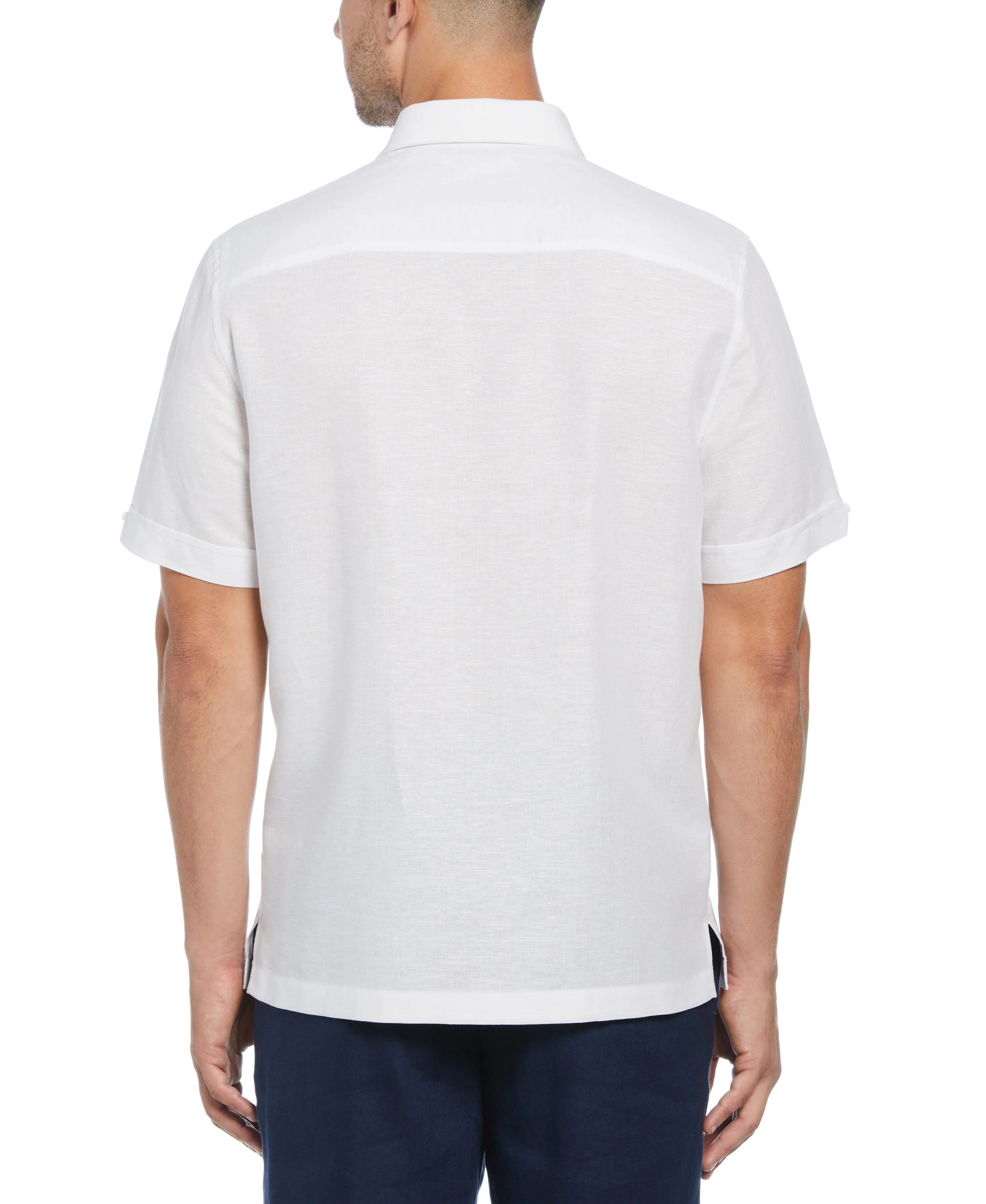 Linen Blend Gradient Stripe Panel Shirt