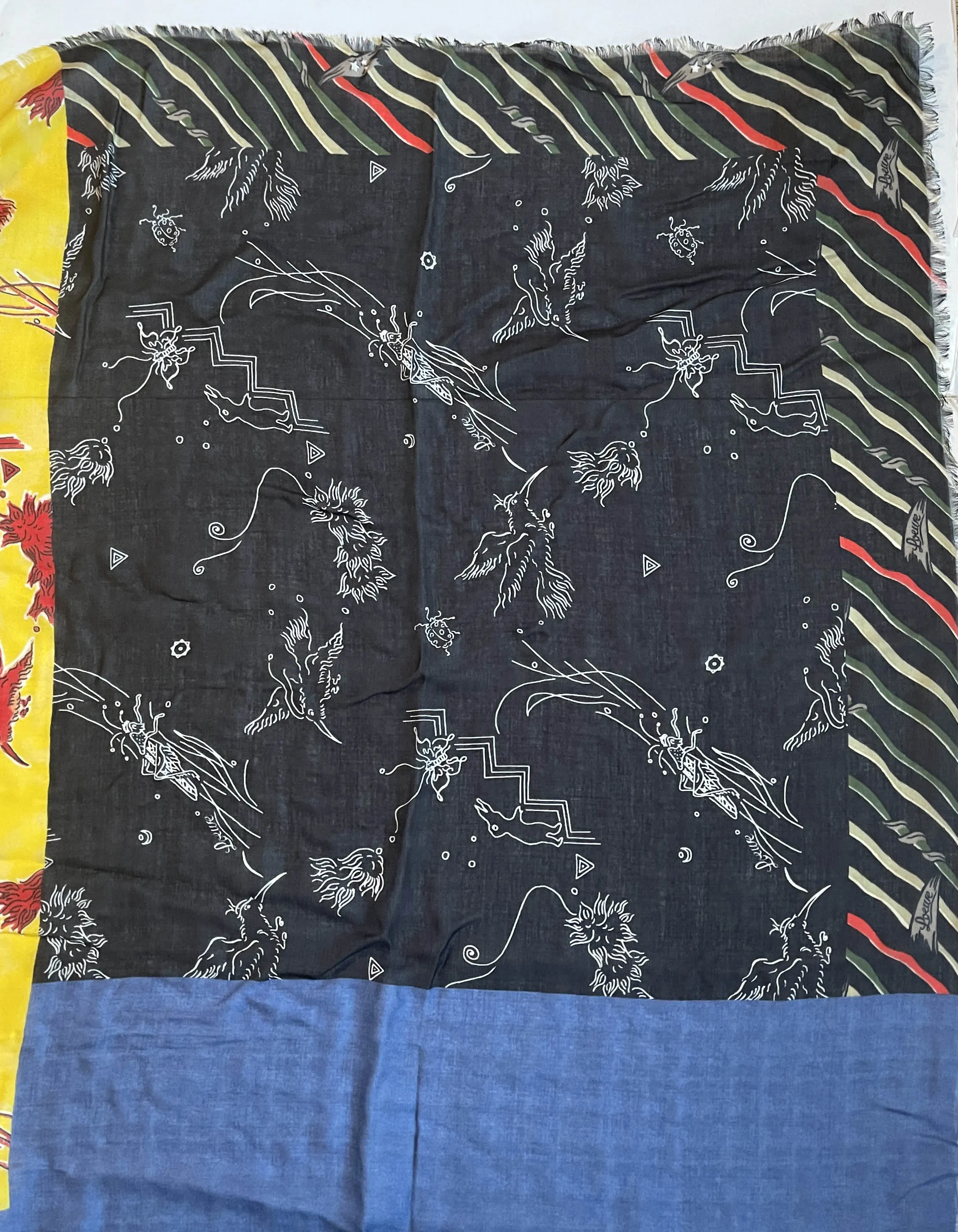 Loewe x Paula's Ibiza Modal & Cashmere 140cm Patchwork Scarf