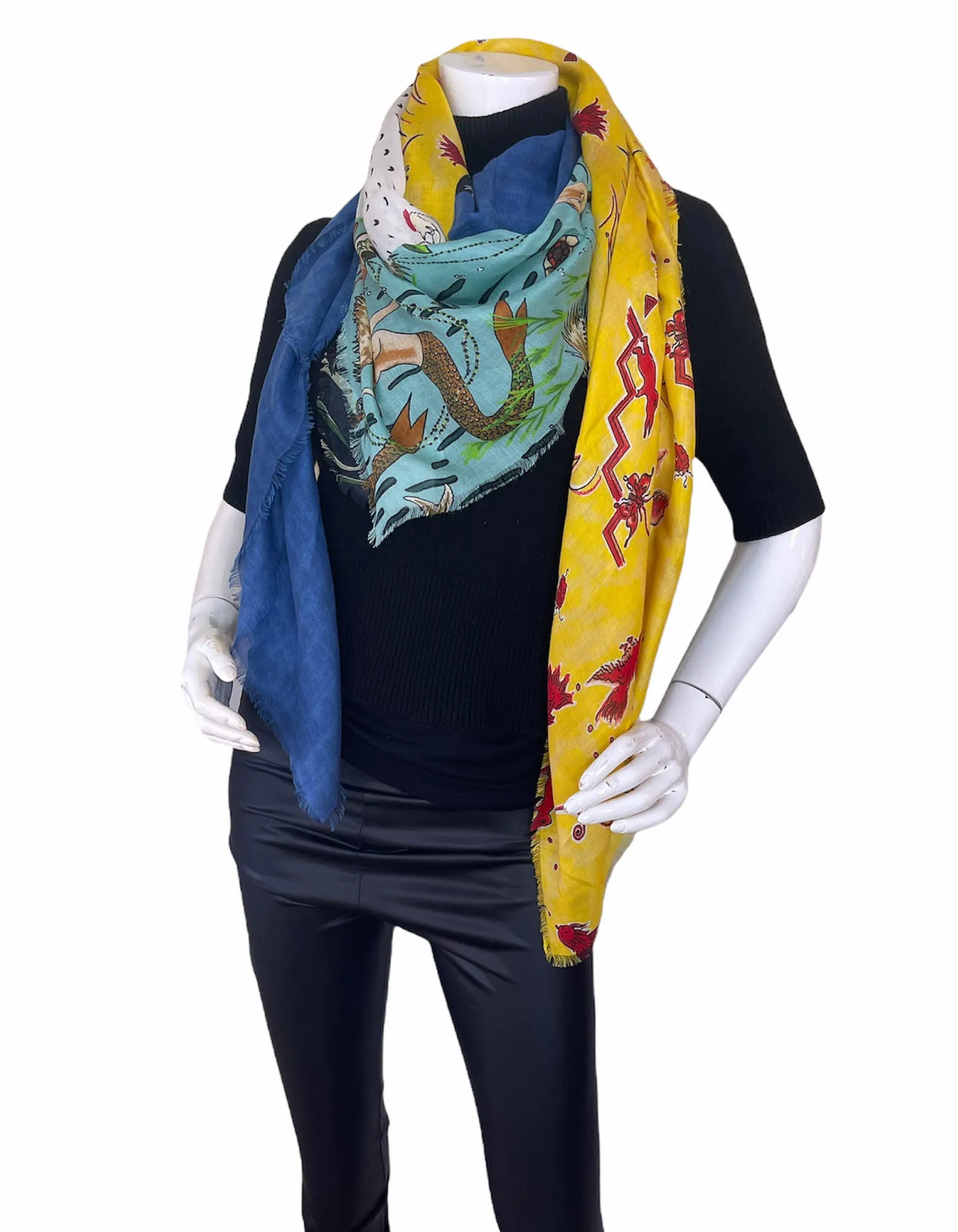 Loewe x Paula's Ibiza Modal & Cashmere 140cm Patchwork Scarf