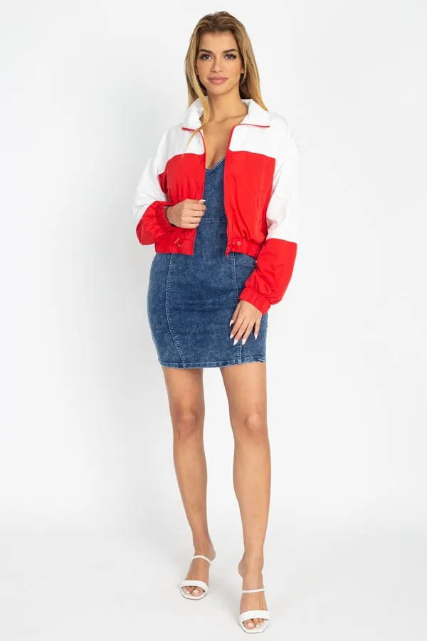 Long Sleeve Color Blocking Wind Breaker