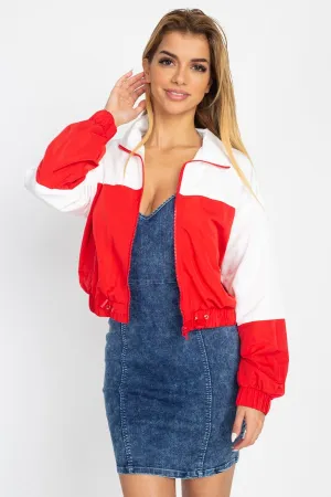 Long Sleeve Color Blocking Wind Breaker