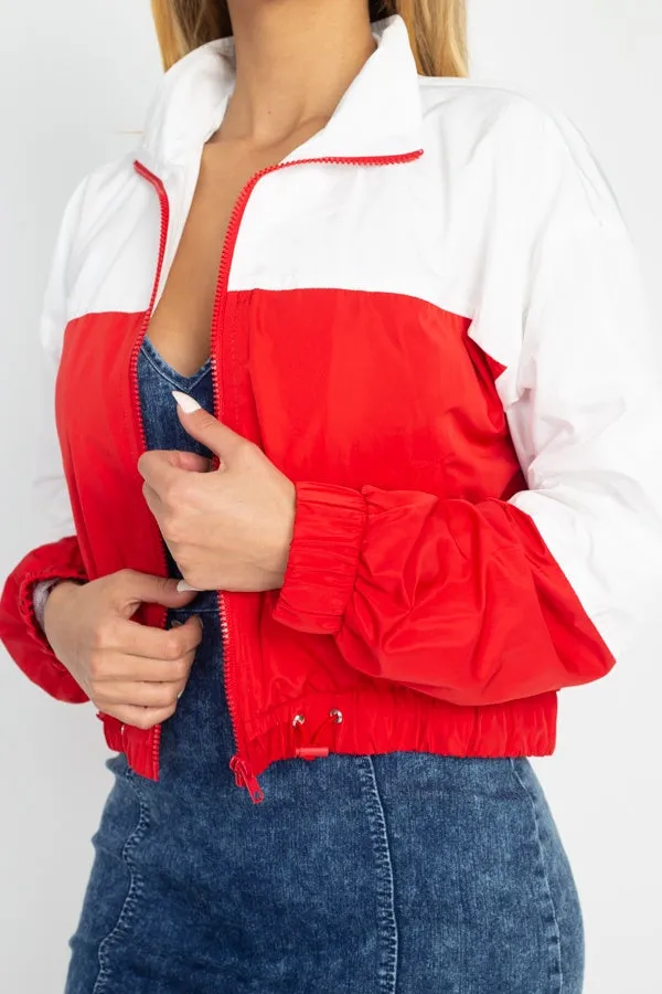 Long Sleeve Color Blocking Wind Breaker