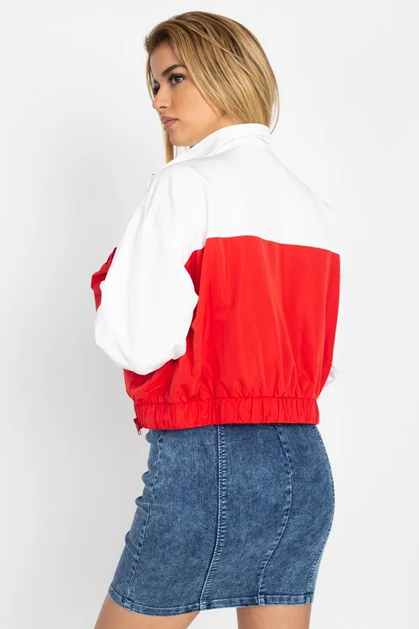 Long Sleeve Color Blocking Wind Breaker