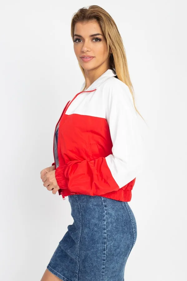 Long Sleeve Color Blocking Wind Breaker