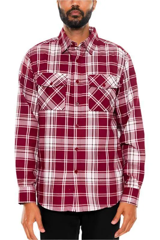 Long Sleeve Flannel Full Plaid Checkered Shirt