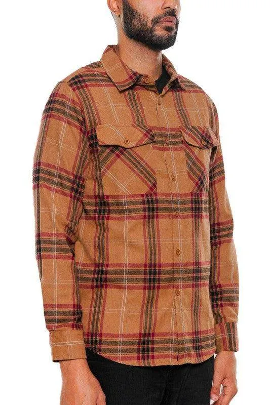 Long Sleeve Flannel Full Plaid Checkered Shirt