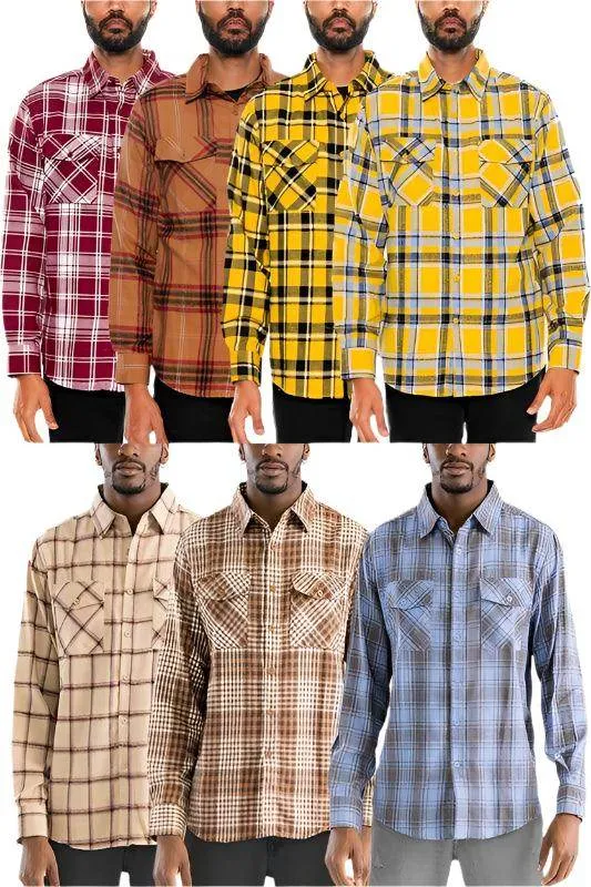 Long Sleeve Flannel Full Plaid Checkered Shirt