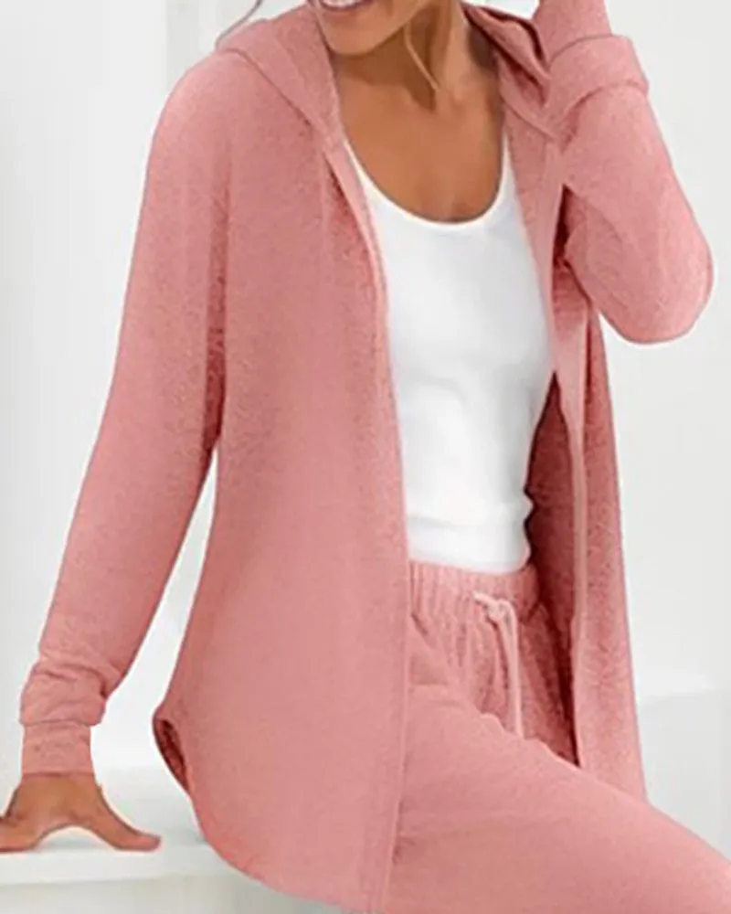 Long Sleeve Hooded Top & Drawstring Pants Set