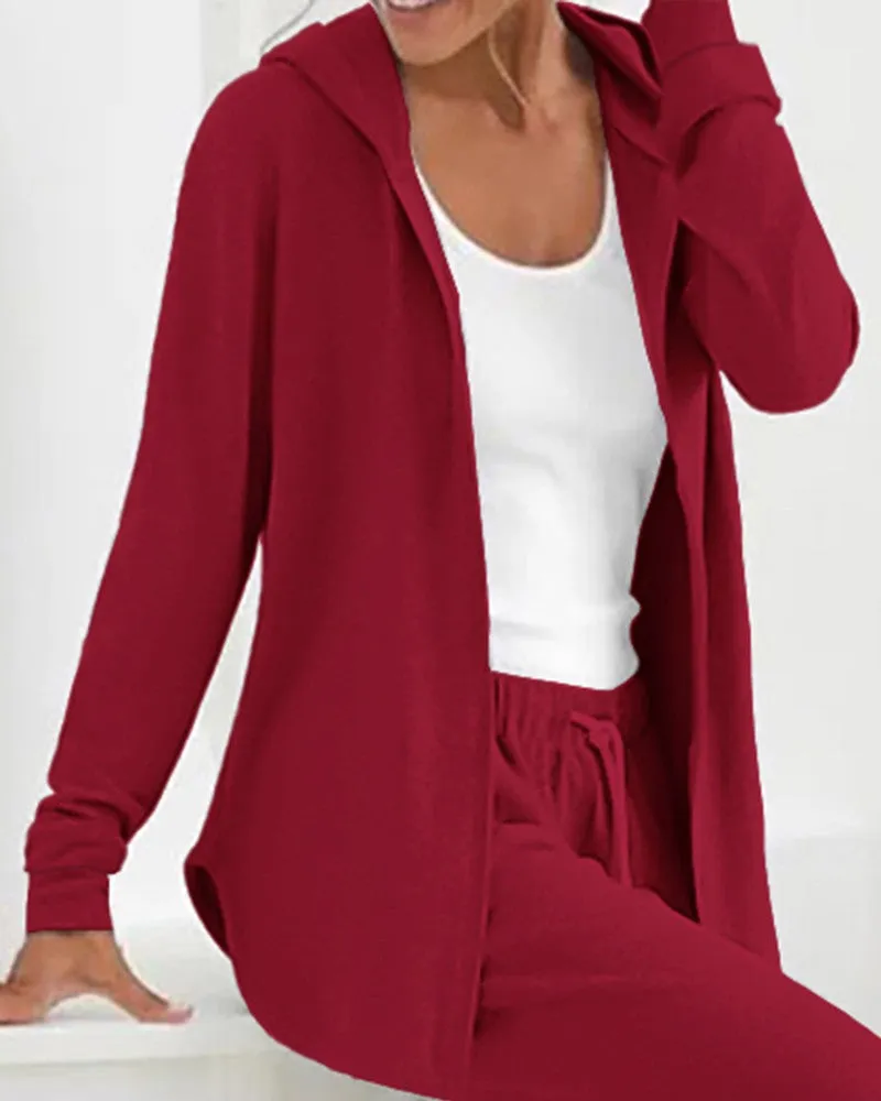 Long Sleeve Hooded Top & Drawstring Pants Set