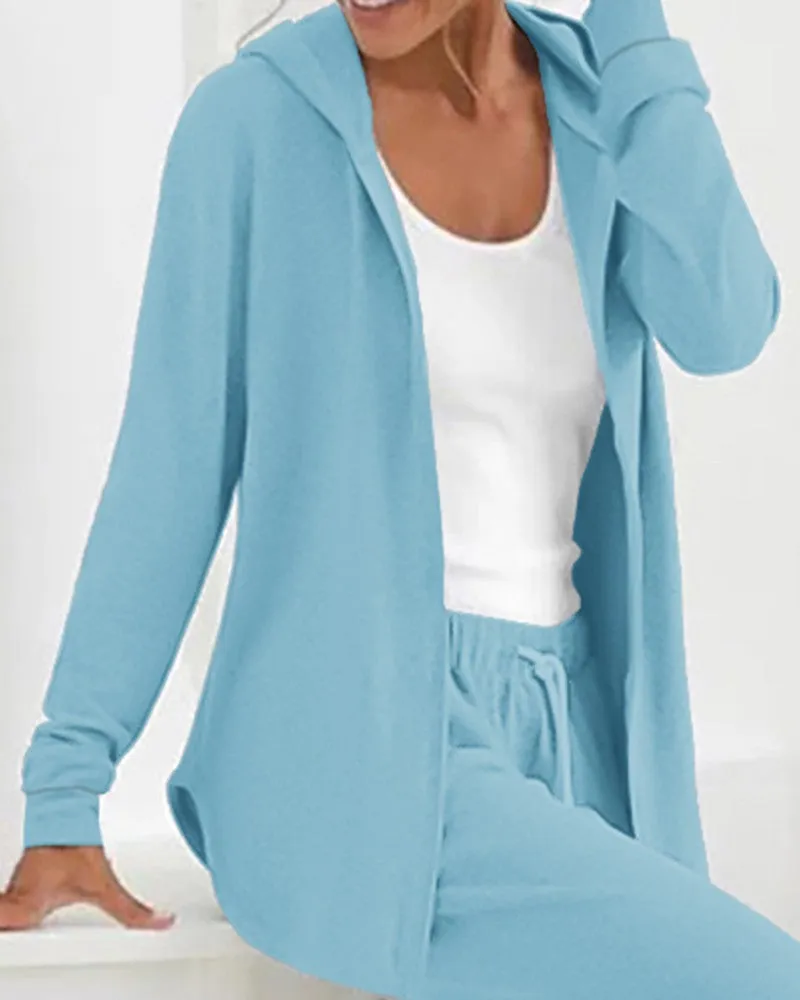 Long Sleeve Hooded Top & Drawstring Pants Set