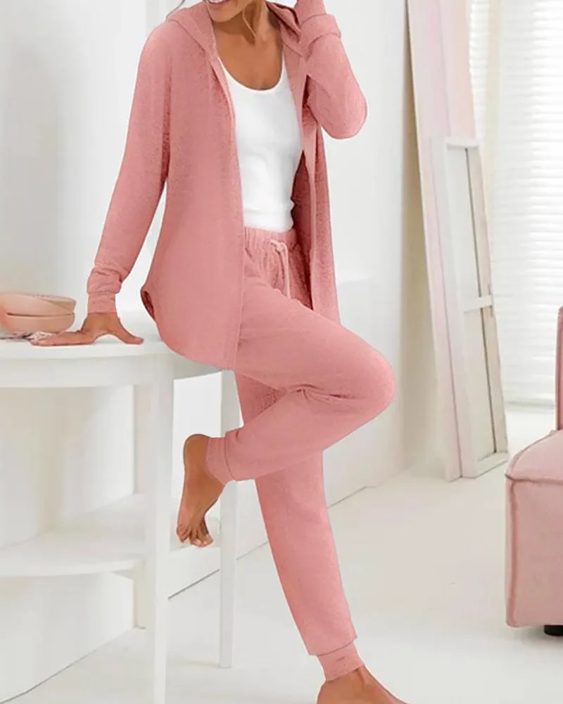 Long Sleeve Hooded Top & Drawstring Pants Set