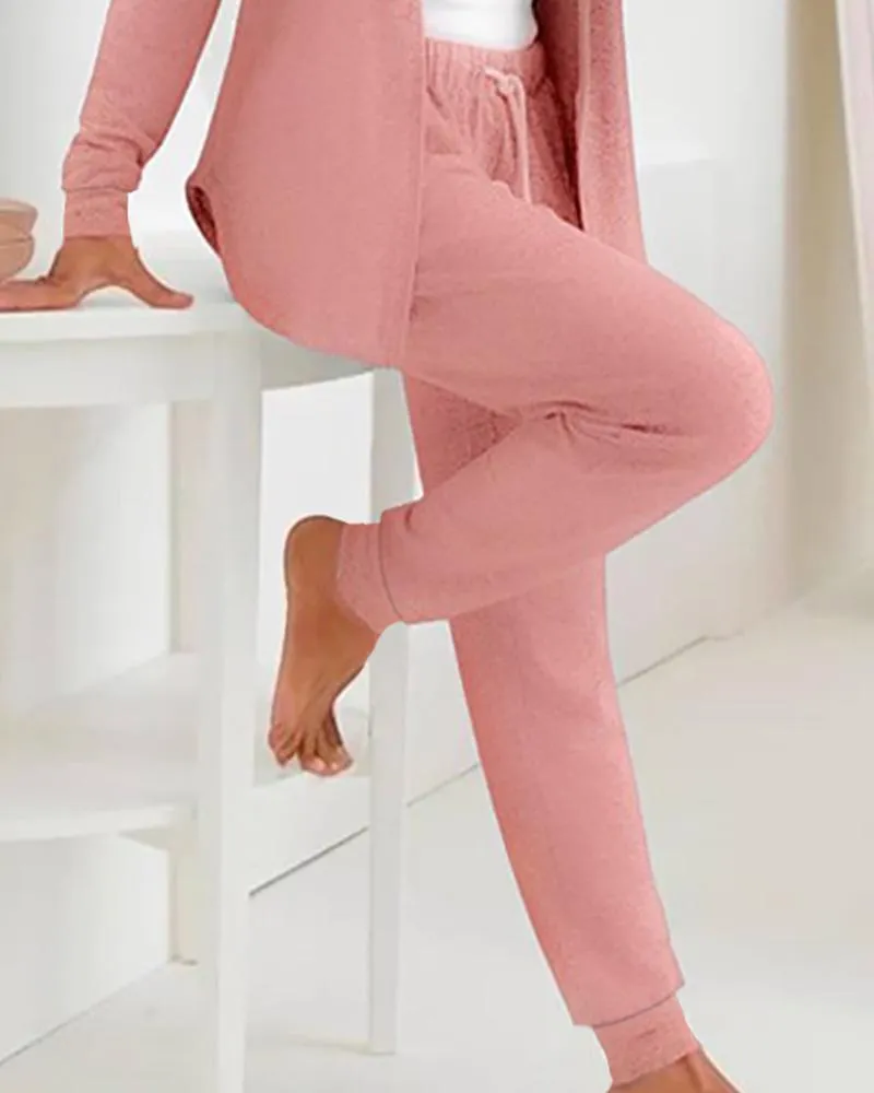 Long Sleeve Hooded Top & Drawstring Pants Set