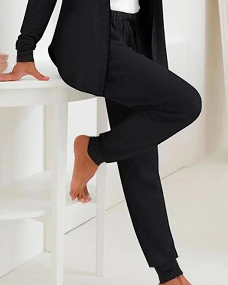 Long Sleeve Hooded Top & Drawstring Pants Set