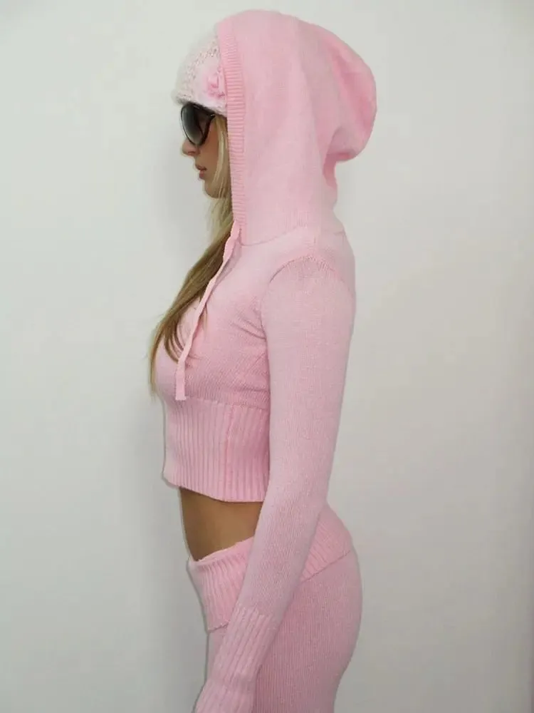 Long Sleeve Zipper Hooded Women Tracksuit