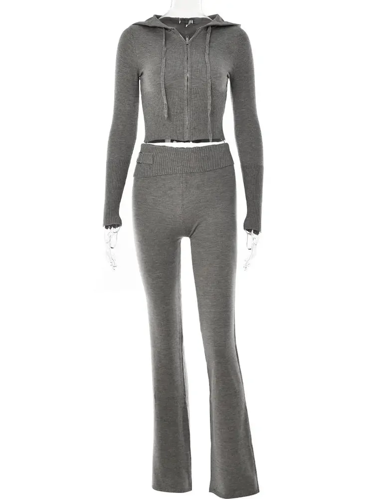 Long Sleeve Zipper Hooded Women Tracksuit