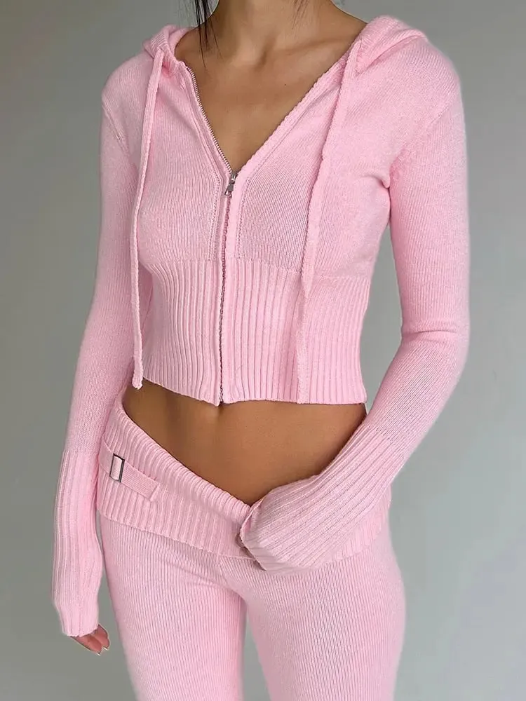 Long Sleeve Zipper Hooded Women Tracksuit