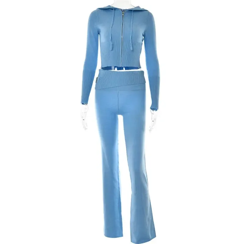 Long Sleeve Zipper Hooded Women Tracksuit