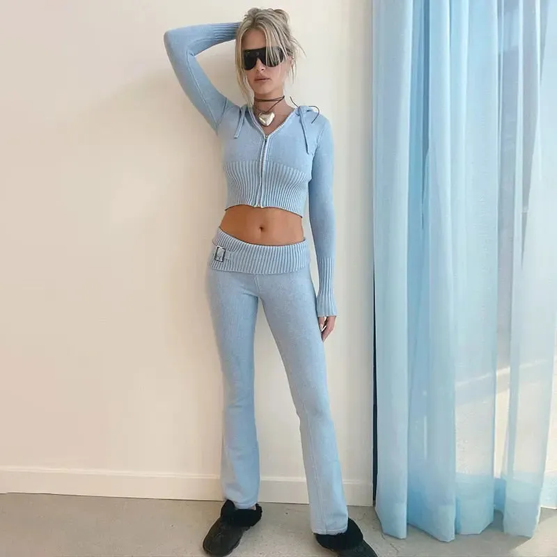 Long Sleeve Zipper Hooded Women Tracksuit