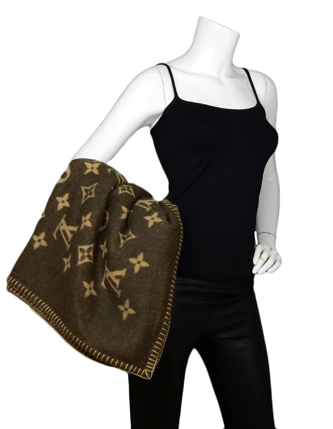 Louis Vuitton Brown Wool & Cashmere Neo Monogram Throw Blanket
