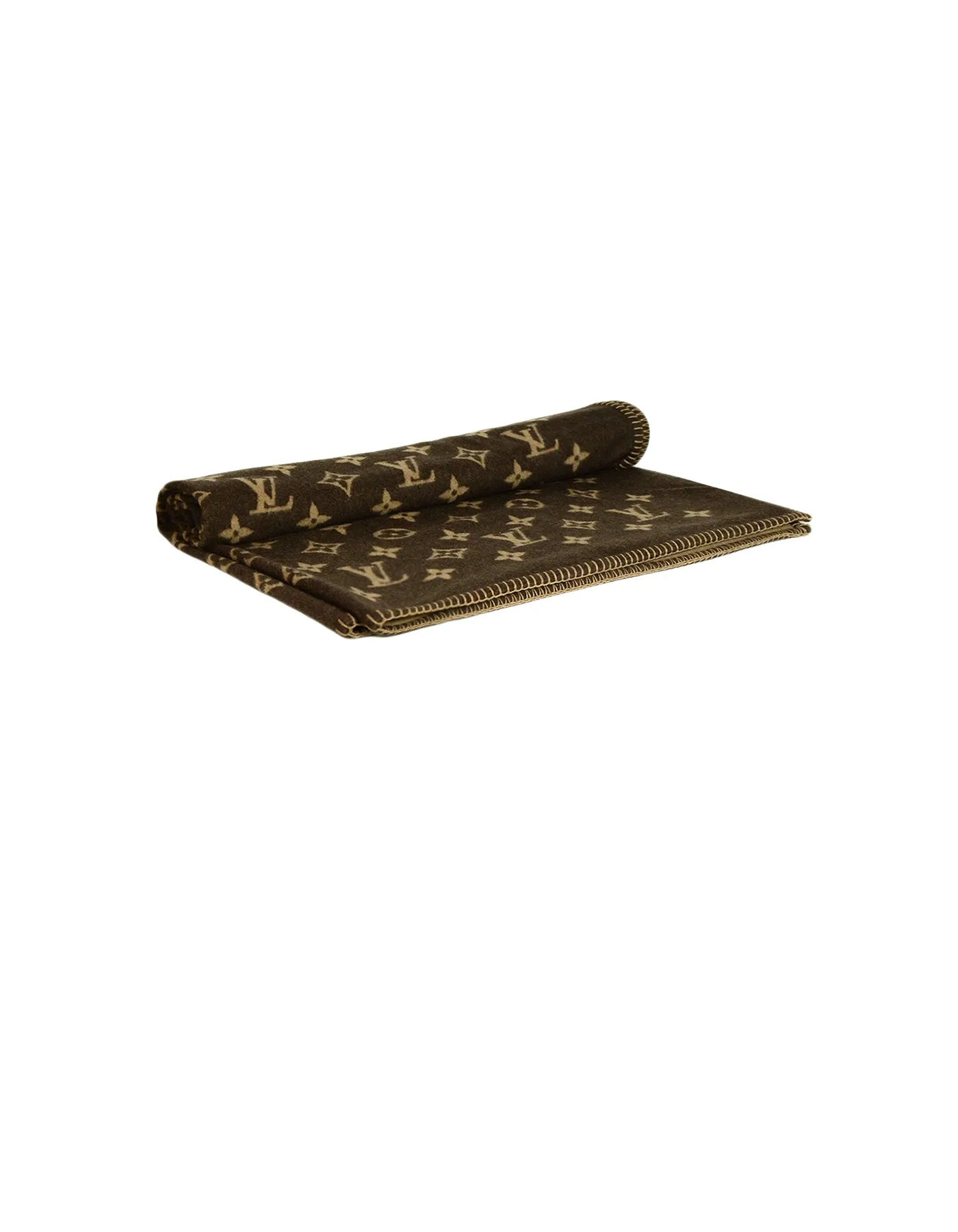 Louis Vuitton Brown Wool & Cashmere Neo Monogram Throw Blanket