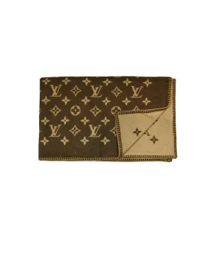 Louis Vuitton Brown Wool & Cashmere Neo Monogram Throw Blanket