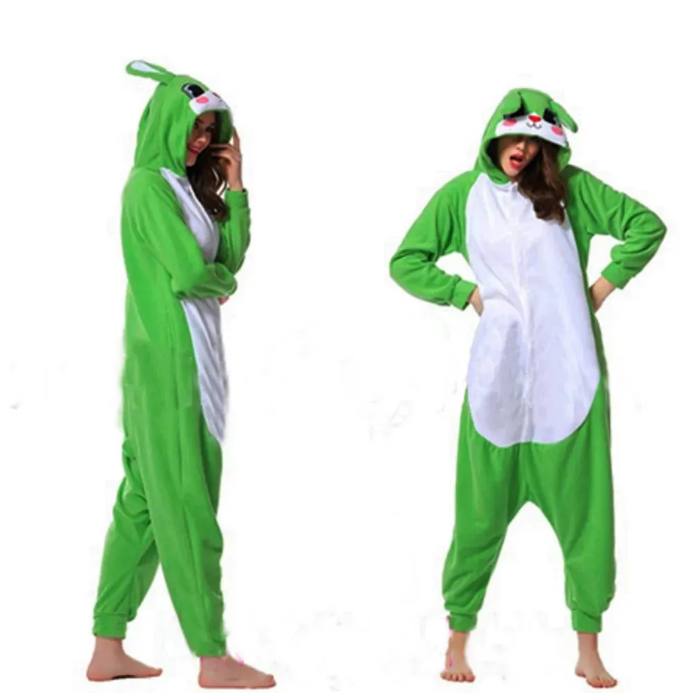 Lovely Animal Bunny Fleece Women Rabbit Onesie Adult Unisex Cosplay Costume Pajama Sleepwear Men Halloween PartyRaccoon Kigurumi