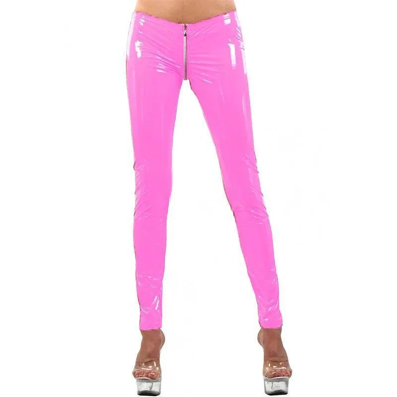 Low Waist Shiny Patent Leather Pants