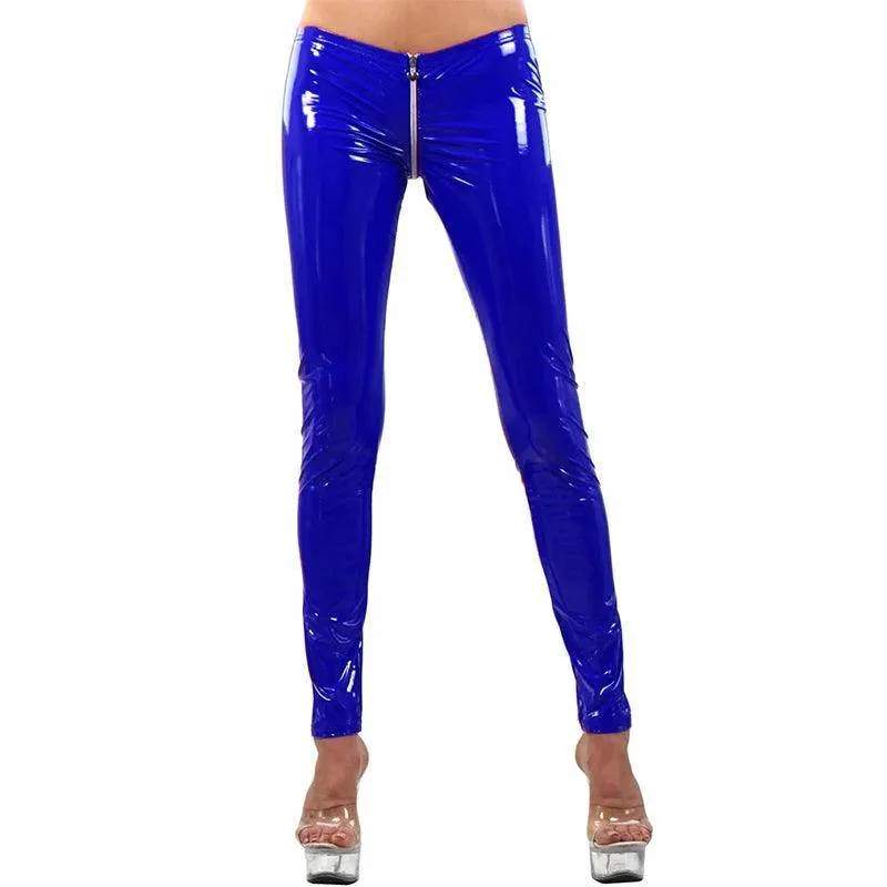 Low Waist Shiny Patent Leather Pants