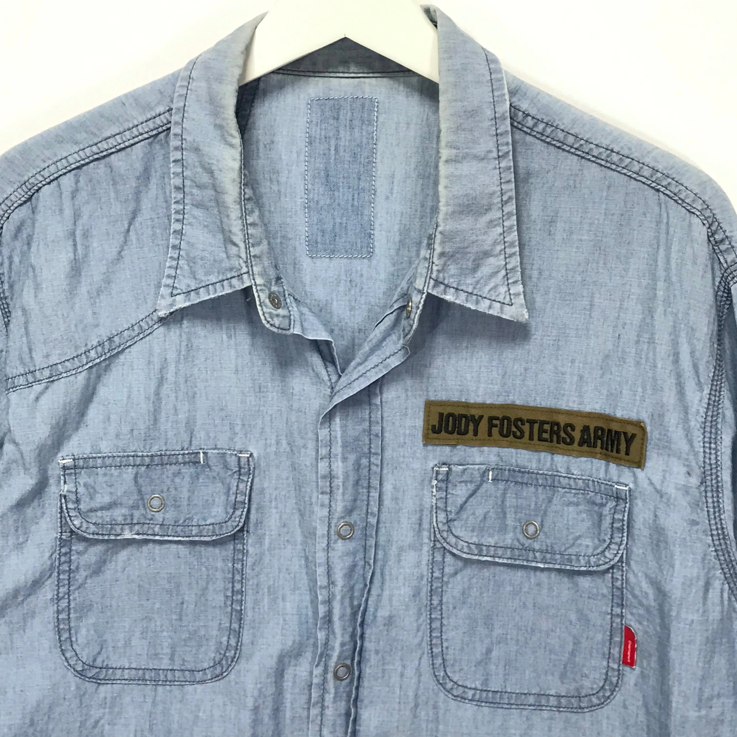 [M] WTAPS 04SS Jody Foster's Army Cell L/S Chambray Shirt Blue