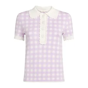 MAJE PARMA CHECKERED POLO TOP