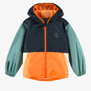 Manteau coupe-vent bleu et orange, enfant || Blue and orange windbreaker coat, child