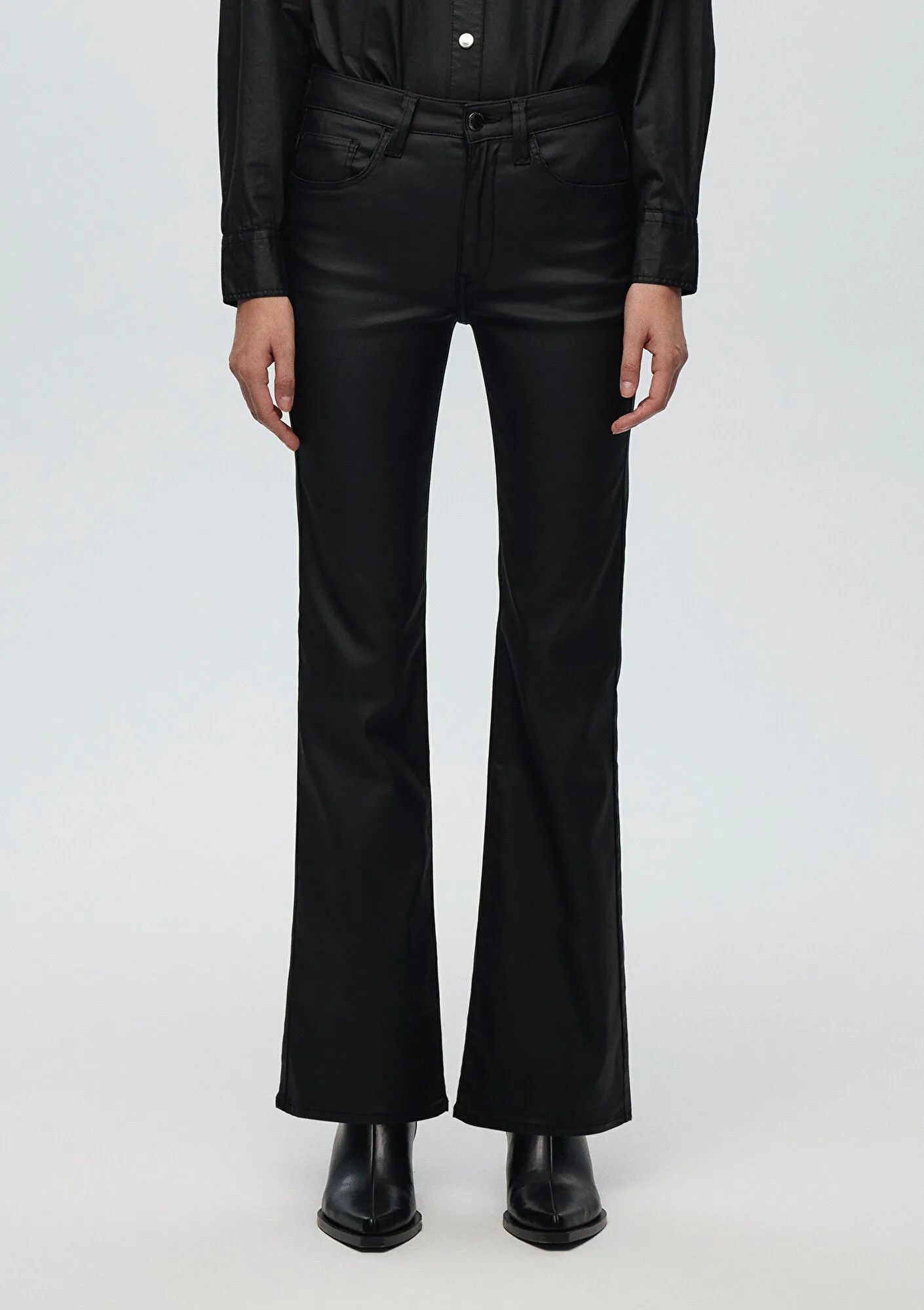Maria Black Coated Jean Pants