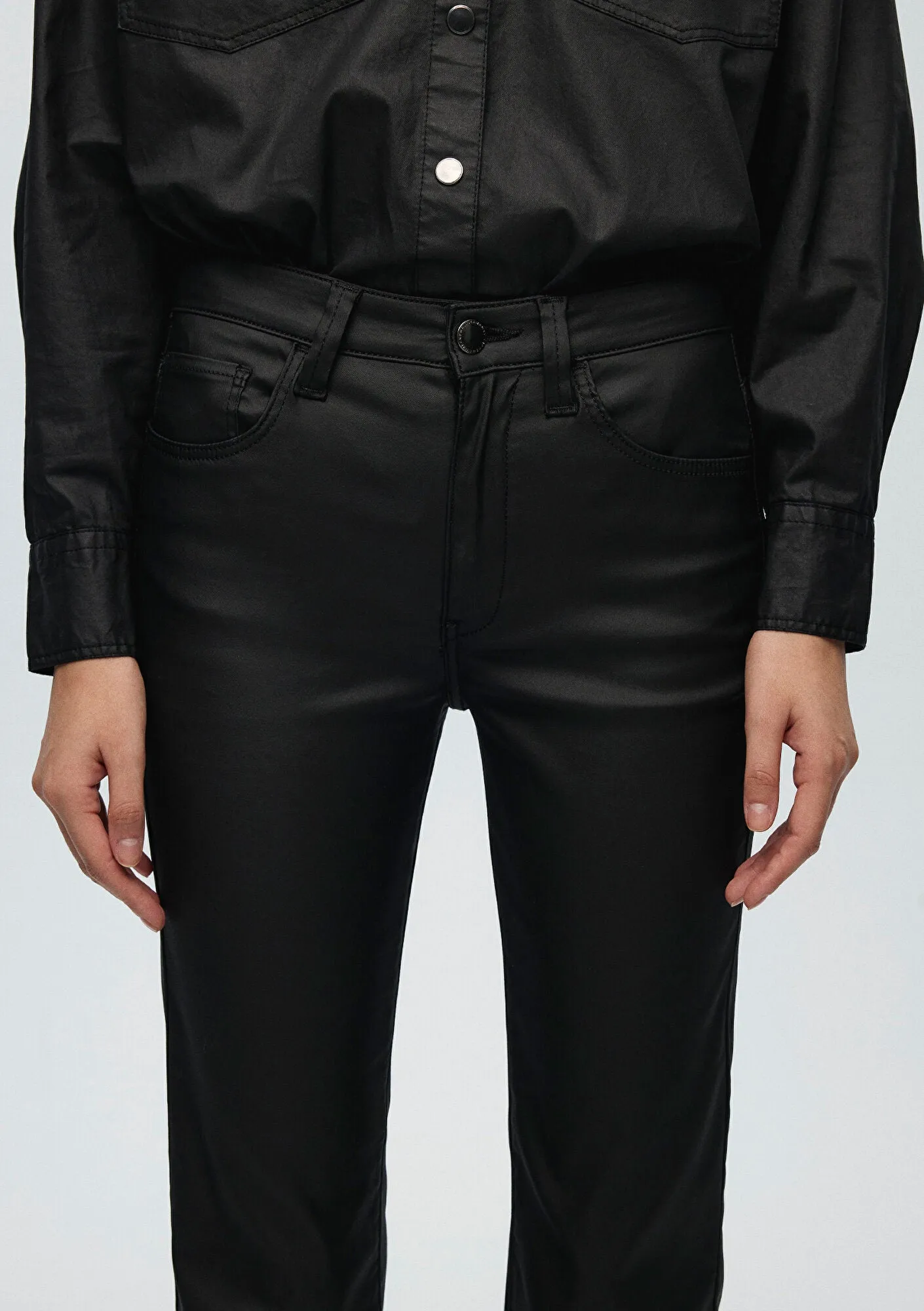 Maria Black Coated Jean Pants