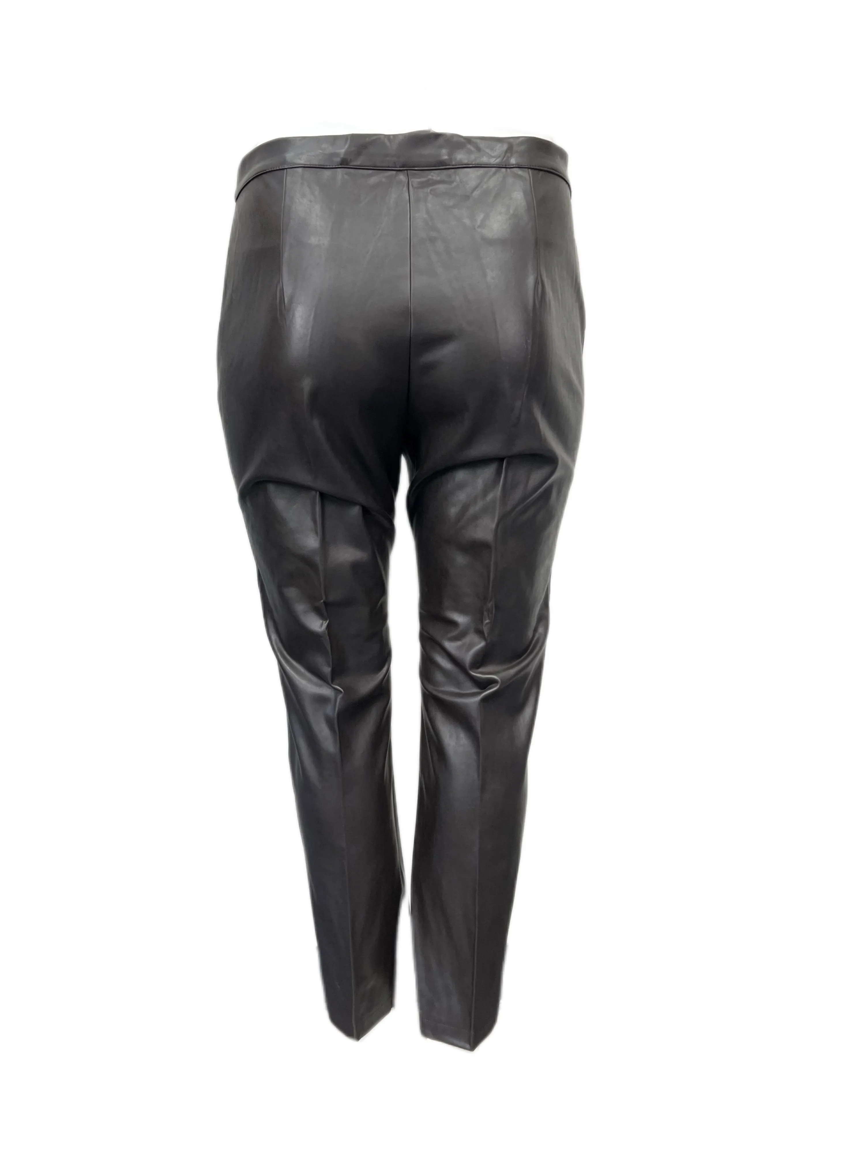 Marina Rinaldi Women's Brown Radiale Faux Leather Slim Pants NWT
