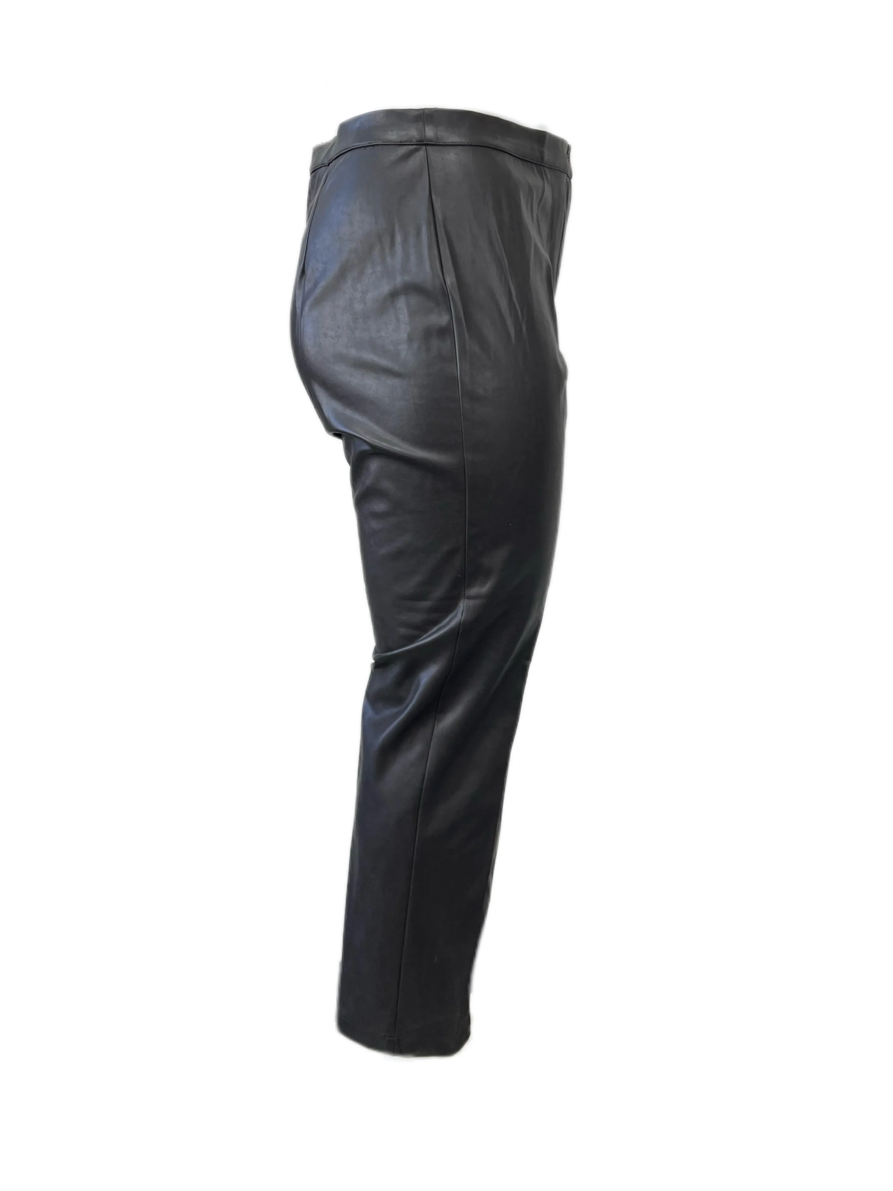 Marina Rinaldi Women's Brown Radiale Faux Leather Slim Pants NWT