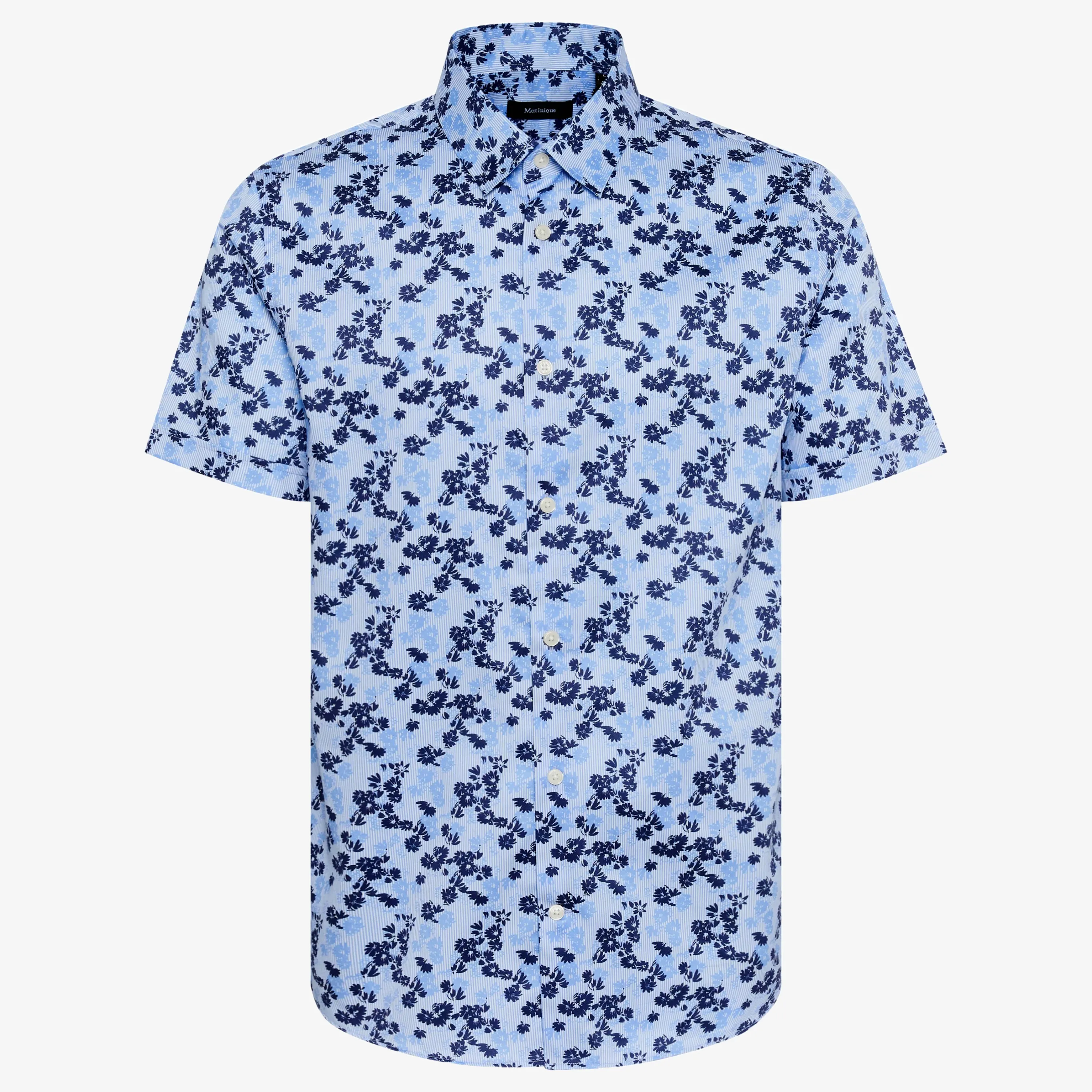 Matinique Matrostol Floral Print Short Sleeve Shirt - Chambray Blue