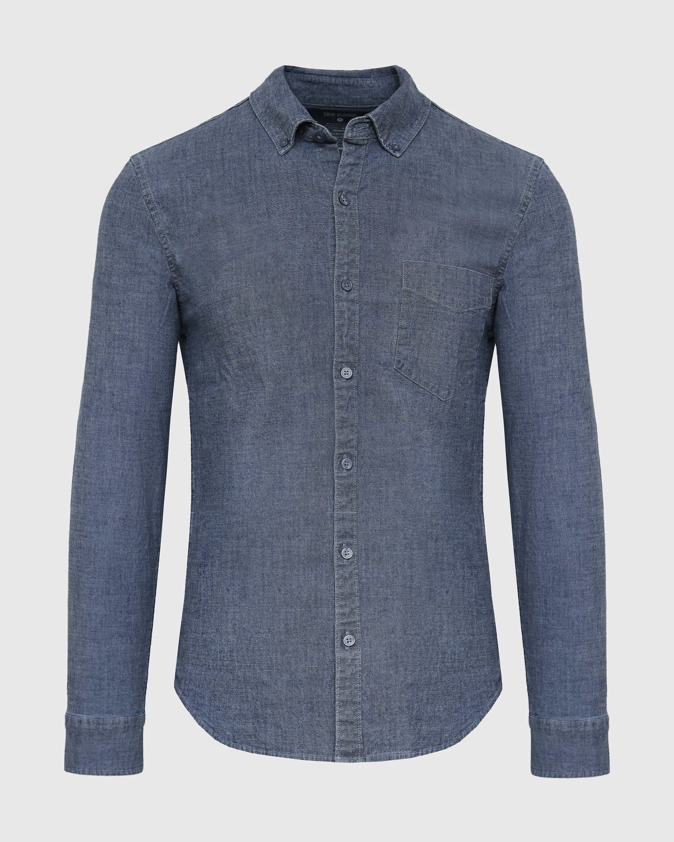 Medium Indigo Wash Long Sleeve Chambray Shirt