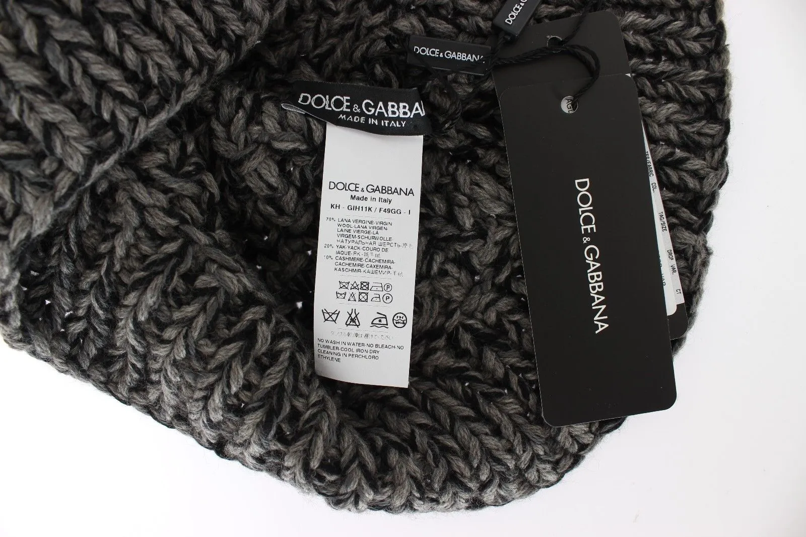 Men's Gray Wool Cashmere Crochet Hood