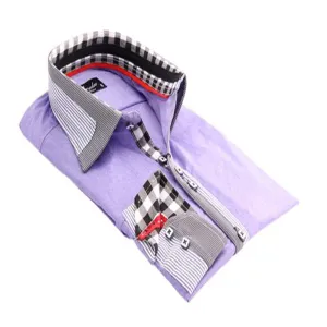 Men's Light Purple With Checkered Pocket Shirt Made with 100% Cotton