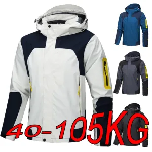 Men's Mountaineering Jackets Waterproof Large Size S-4XL Lightweight Outdoor Windproof Casual Hooded Double Zipper Cardigan Coat