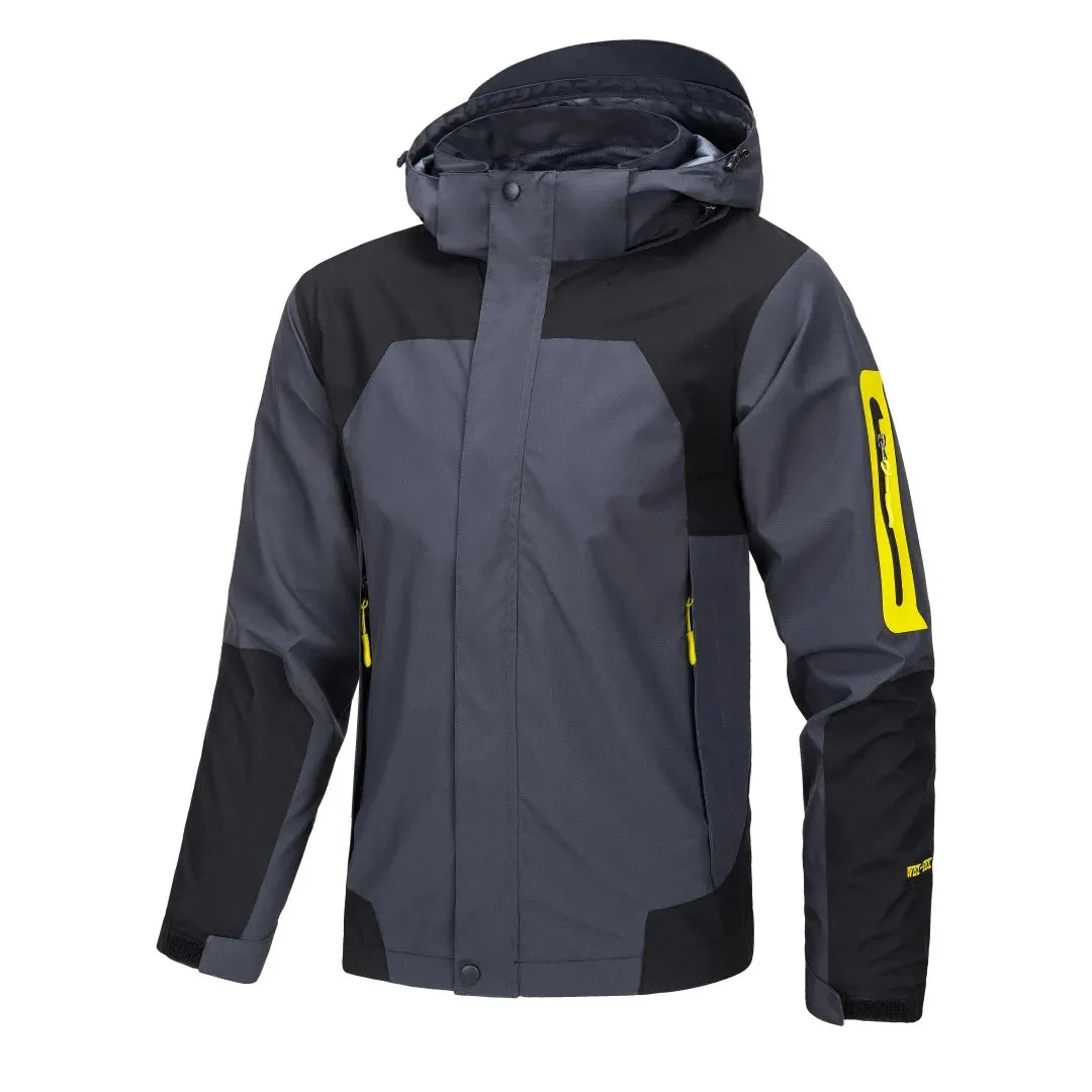 Men's Mountaineering Jackets Waterproof Large Size S-4XL Lightweight Outdoor Windproof Casual Hooded Double Zipper Cardigan Coat