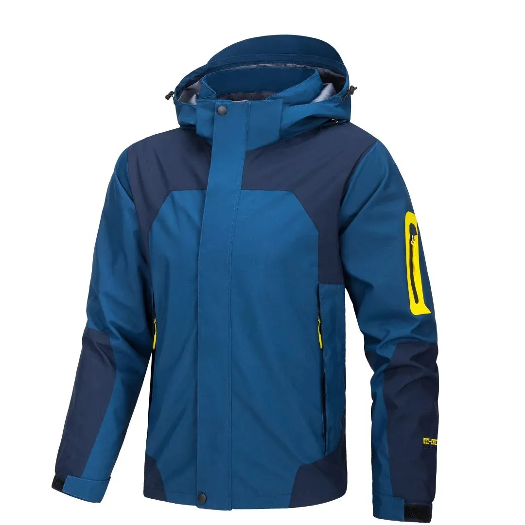 Men's Mountaineering Jackets Waterproof Large Size S-4XL Lightweight Outdoor Windproof Casual Hooded Double Zipper Cardigan Coat